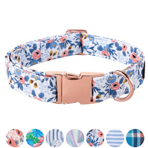 Unique style paws Dog Collar Metal Buckle Red Rose Collar Flower Gift Durable Cute Collar for Small Medium Large Boys Girls Dogs