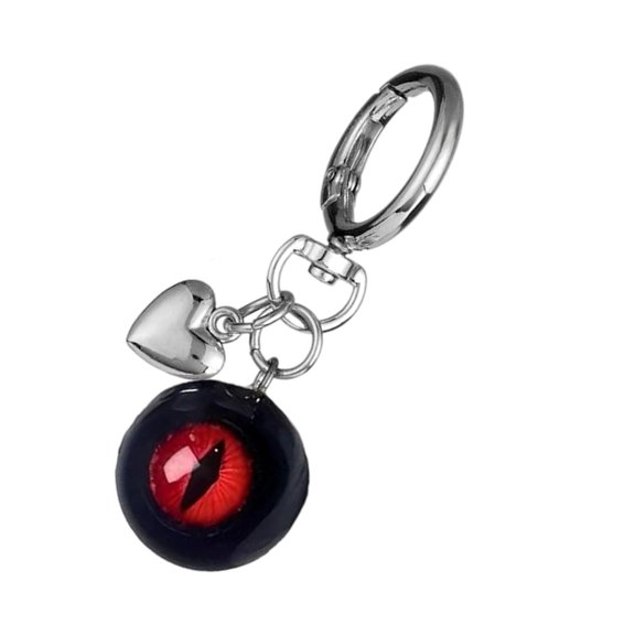 UniqueHa110weenKeychain Gothic Evil's Eye Design Resin Heart Charm For BackpacksC0sp1ayAccessories