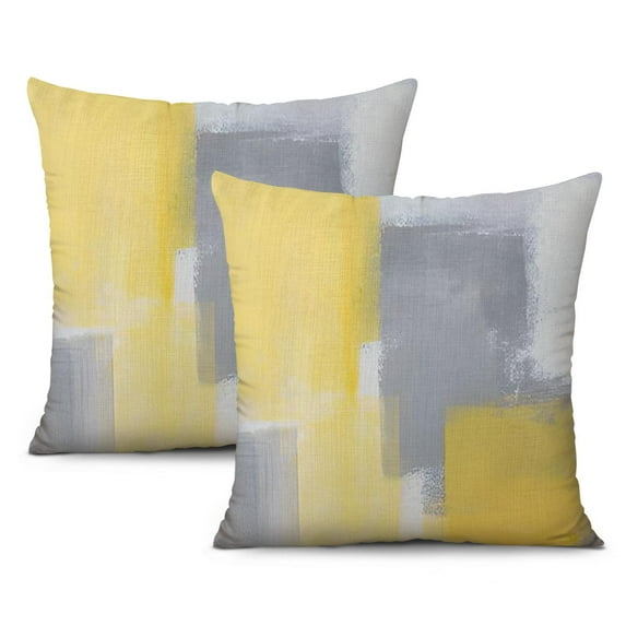 Uniquely Designed 16x16 Inches Throw Pillow Covers, Modern Home Art Decor, Brown Blue Abstract Oil Painting, Set of 2 Decorative Cushions for Couch, Sofa, Bedroom, Living Room