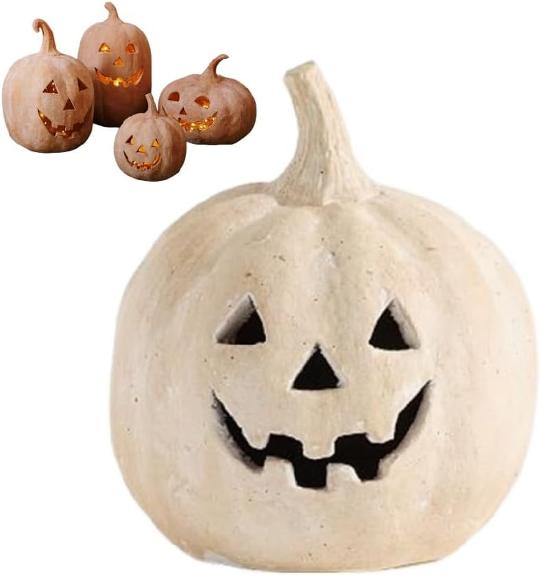 Uniquely Designed Resin Pumpkin Lantern, Terracotta Textured Jack O
