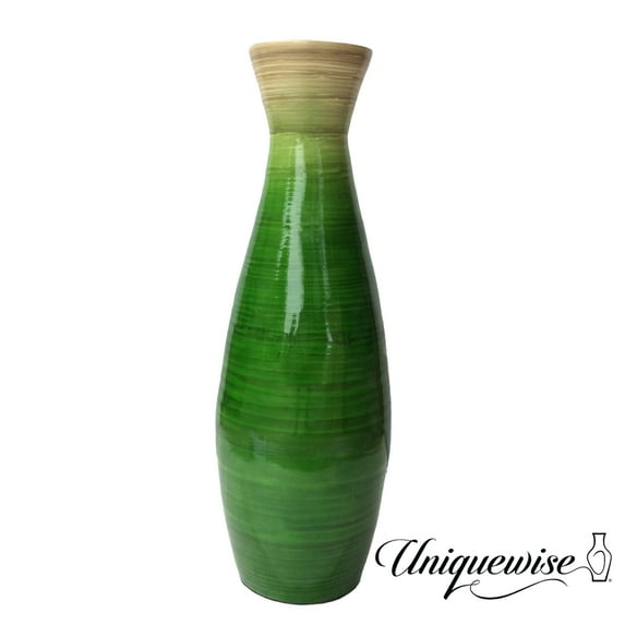 Uniquewise 24" Classic Bamboo Floor Vase Handmade, For Dining, Living Room, Entryway, Fill Up With Dried Branches Or Flowers, Glossy Green,