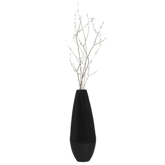 31.5" Spun Bamboo Tall Floor Vase - Sleek Matte Finish, Elegant Home Decoration, Modern Accent Piece, Living Room Decor, Handcrafted Bamboo Art, Contemporary Interior Design, Unique Tall Vase, Black