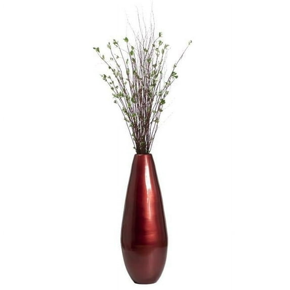 Uniquewise 31.5" Spun Bamboo Tall Floor Vase - Sleek Matte Finish, Elegant Home Decoration, Modern Accent Piece, Living Room Decor Large Red