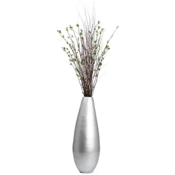 Uniquewise 31.5" Spun Bamboo Tall Floor Vase - Sleek Matte Finish, Elegant Home Decoration, Modern Accent Piece, Living Room Decor Large Silver