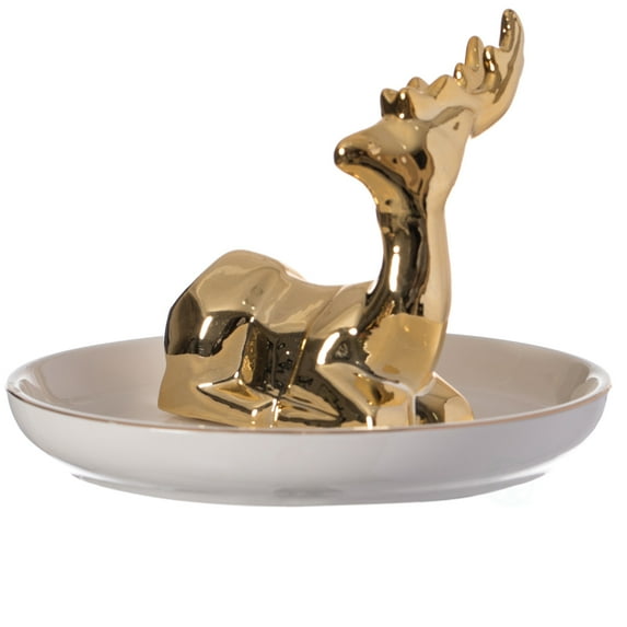 Uniquewise Deer Design Jewelry Holder with Decorative Trinket Dish Organizer for Rings Earrings Bracelets and Necklaces - Best Gift for Christmas Birthdays Anniversaries or Special Occasion for Women