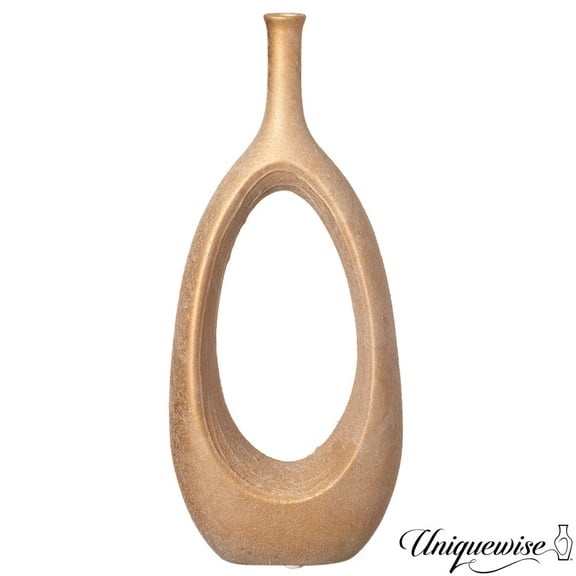 Uniquewise Fiberglass Floor Vases Modern Bohemian Ornamental Oval Design with Open Center for Entryway Living Room Bedroom Office Minimalist Home Decor Accent and Artistic Display Piece