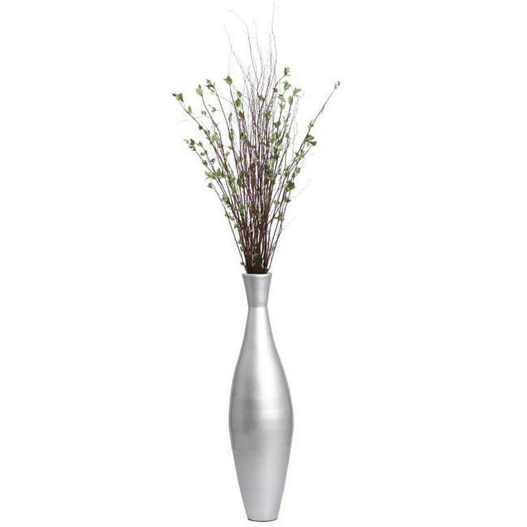 Uniquewise Modern Large Tall flower vase, White Trumpet Floor Vase