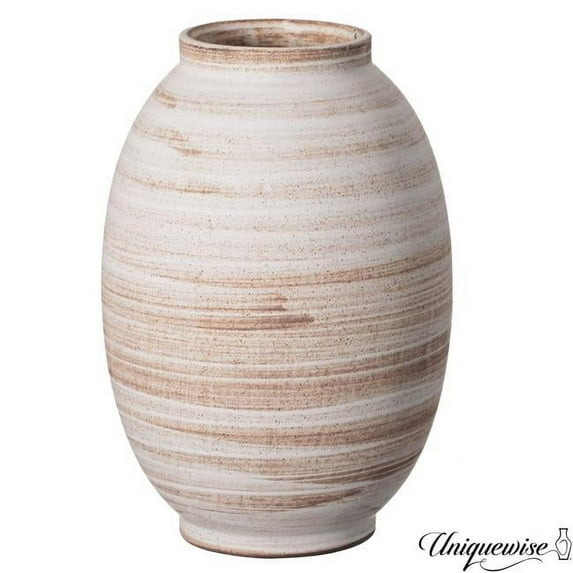 Uniquewise QI004788 Uniquewise 8' Whitewashed Distressed Ceramic Farmhouse Vase, Rustic Vintage Pottery for Home Decor Countertop Shelf Mantel