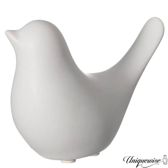 Uniquewise White Ceramic Bird Statue Gift & Decorative Accent for Living Room Bedroom Office Desktop Shelves Coffee Tables Cottage Spaces or Farmhouse Aesthetic Perfect for Minimalist Interiors, Large