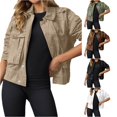 thumbnail image 1 of Unir Casual Denim Trucker Jacket for Women, Button Closure Side Pockets, Everyday Relaxed Fit Fall Outerwear, 1 Piece, S-XXL, Plus Size Friendly, 1 of 4