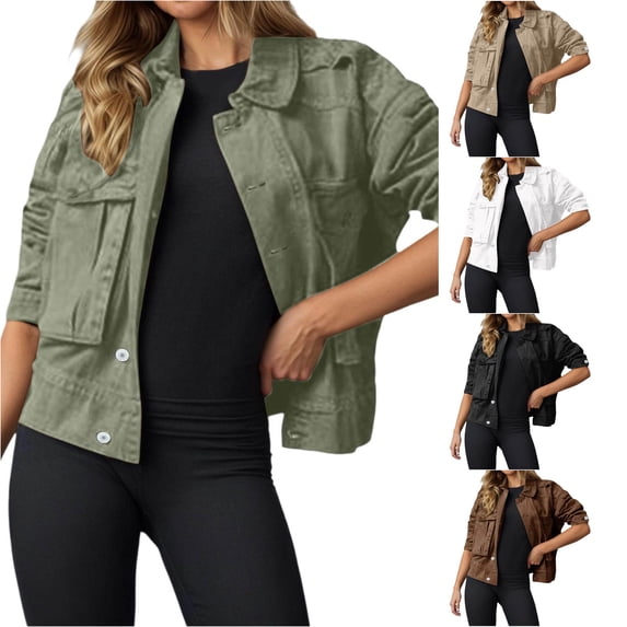Unir Casual Denim Trucker Jacket for Women, Button Closure Side Pockets, Everyday Relaxed Fit Fall Outerwear, 1 Piece, S-XXL, Plus Size Friendly