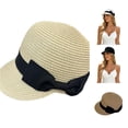 thumbnail image 1 of Unir Casual Newsboy Straw Hat for Women, Short Brim with Bow Detail, Lightweight Summer Sun Hat, 1 Piece, One Size, 1 of 6
