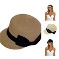 thumbnail image 1 of Unir Casual Newsboy Straw Hat for Women, Short Brim with Bow Detail, Lightweight Summer Sun Hat, 1 Piece, One Size, 1 of 6