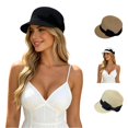 thumbnail image 1 of Unir Casual Newsboy Straw Hat for Women, Short Brim with Bow Detail, Lightweight Summer Sun Hat, 1 Piece, One Size, 1 of 5