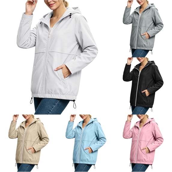 Unir Casual Snap Front Windbreaker Jacket for Women, Stand Collar, Durable Nylon Everyday Outerwear with Pockets, 1 Piece, S-XXL, Plus Size Friendly