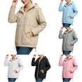 thumbnail image 1 of Unir Casual Snap Front Windbreaker Jacket for Women, Stand Collar, Durable Nylon Everyday Outerwear with Pockets, 1 Piece, S-XXL, Plus Size Friendly, 1 of 6
