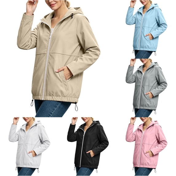 Unir Casual Snap Front Windbreaker Jacket for Women, Stand Collar, Durable Nylon Everyday Outerwear with Pockets, 1 Piece, S-XXL, Plus Size Friendly