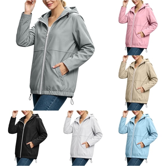 Unir Casual Snap Front Windbreaker Jacket for Women, Stand Collar, Durable Nylon Everyday Outerwear with Pockets, 1 Piece, S-XXL, Plus Size Friendly