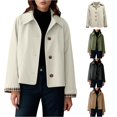 thumbnail image 1 of Unir Casual Turn-Down Collar Short Jacket for Women, Button Front, Relaxed Fit Everyday Polyester Outerwear with Pockets, 1 Piece, S-XXL, Plus Size Friendly, 1 of 6