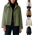 thumbnail image 1 of Unir Casual Turn-Down Collar Short Jacket for Women, Button Front, Relaxed Fit Everyday Polyester Outerwear with Pockets, 1 Piece, S-XXL, Plus Size Friendly, 1 of 6