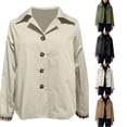 thumbnail image 1 of Unir Casual Turn-Down Collar Short Jacket for Women, Button Front, Relaxed Fit Everyday Polyester Outerwear with Pockets, 1 Piece, S-XXL, Plus Size Friendly, 1 of 6