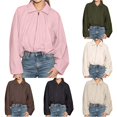 thumbnail image 1 of Unir Collared Zip Up Casual Bomber Jacket for Women, Balloon Sleeve Cropped, Thick Durable Polyester Everyday Outerwear, 1 Piece, S-L, 1 of 6