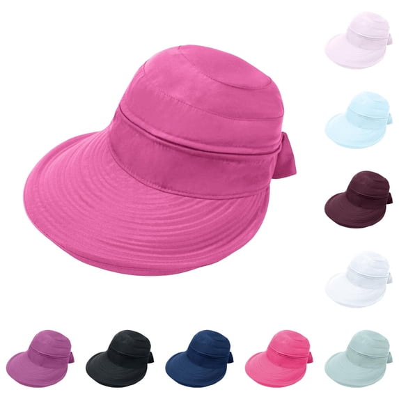 Unir Convertible Wide Brim Sun Hat for Women, Detachable Visor with Bow, Lightweight Summer UV Hat, 1 Piece, One Size