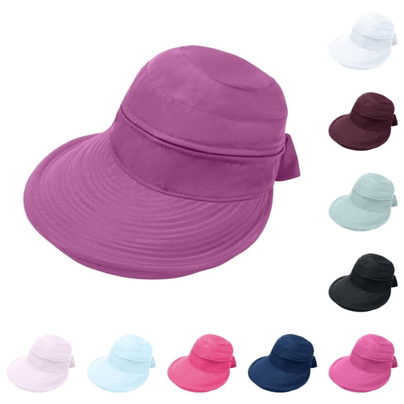 Unir Convertible Wide Brim Sun Hat for Women, Detachable Visor with Bow, Lightweight Summer UV Hat, 1 Piece, One Size
