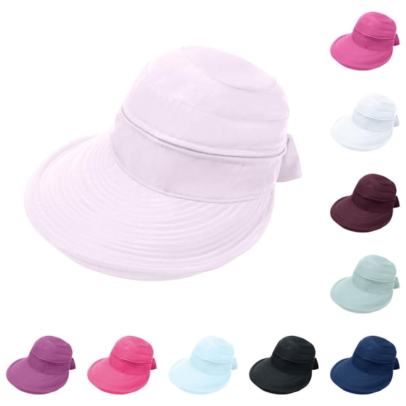 Unir Convertible Wide Brim Sun Hat for Women, Detachable Visor with Bow, Lightweight Summer UV Hat, 1 Piece, One Size