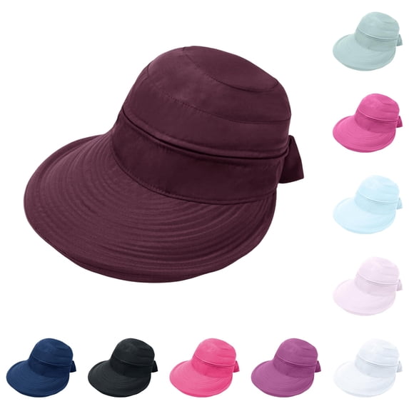 Unir Convertible Wide Brim Sun Hat for Women, Detachable Visor with Bow, Lightweight Summer UV Hat, 1 Piece, One Size
