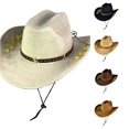 thumbnail image 1 of Unir Embroidered Wide Brim Cowboy Hat for Women, Suede Sun Protection with Chin Strap, Outdoor Western Style Hat, 1 Piece, One Size, 1 of 4