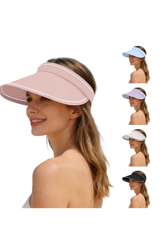 Face-Framing Sun Visor for Women, Rollable Wide Brim, UV Protection Portable Beach Hat, 1 Piece, One Size