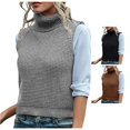 thumbnail image 1 of Unir Fall Sweater Vest For Women, Sleeveless Turtleneck Loose Knit Pullover Vest, Cropped Knitted Tank Layering Top, 1 Piece Garment, S‑M‑L, True To Size, 1 of 4