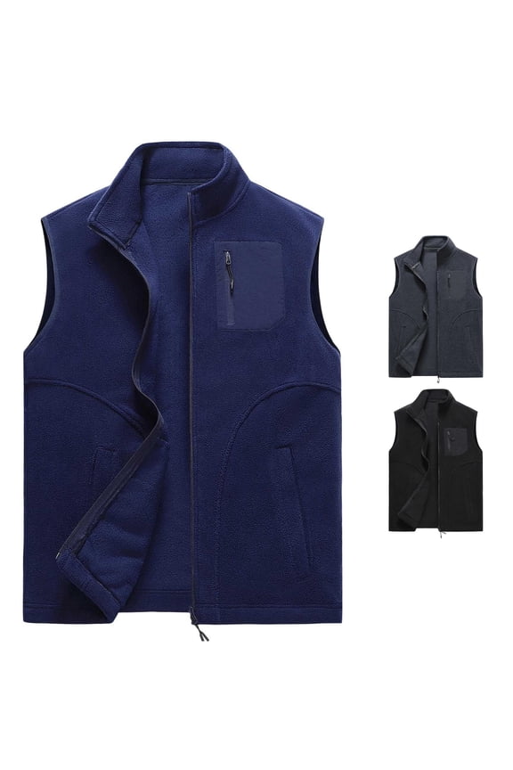 Zip Up Sleeveless Vest for Unisex, Stand Collar with Multi Pockets, Casual Everyday Fall Winter Layering, 1 Piece, S-XXL, Plus Size Friendly