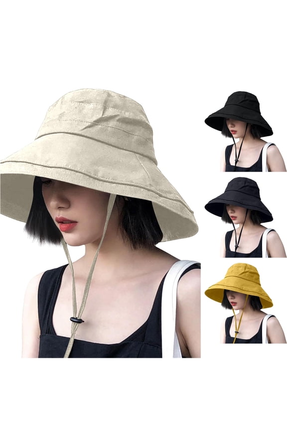 Foldable Brim Sun Hat for Women, Wide Brim with Chin Strap, UPF 50+ UV Protection, 1 Piece, Size M