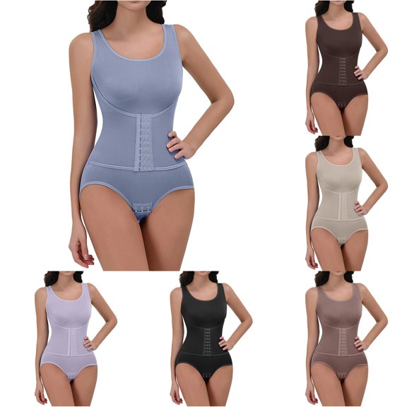 Unir Full Body Front Hook Closure Shapewear Bodysuit, Tummy Control Butt Lifting One Piece Shaper, Stretch Nylon Spandex Postpartum Body Shaping Jumpsuit, 1 Piece, M-L-XL-XXL-3XL Plus Size Friendly