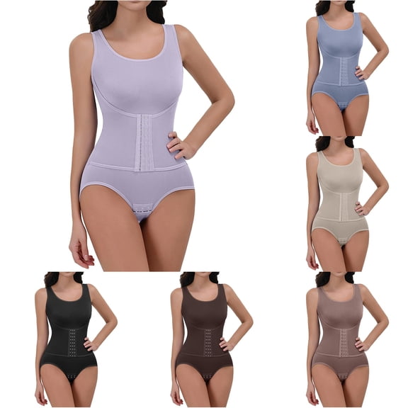 Unir Full Body Front Hook Closure Shapewear Bodysuit, Tummy Control Butt Lifting One Piece Shaper, Stretch Nylon Spandex Postpartum Body Shaping Jumpsuit, 1 Piece, M-L-XL-XXL-3XL Plus Size Friendly