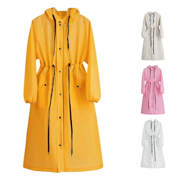 Unir Full Length Waterproof Rain Jacket for Women, Hooded Windproof EVA, Lightweight Reusable Outdoor Long Raincoat, 1 Piece, M-XL