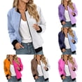 thumbnail image 1 of Unir Loose Fit Zip Up Track Jacket for Women, Color Block Long Sleeve, Casual Everyday Sporty Outerwear, 1 Piece, XS-6XL, Plus Size Friendly, 1 of 5