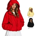 thumbnail image 1 of Unir Loose Fit Zip Up Windbreaker Jacket for Women, Hooded Drawstring, Durable Nylon Casual Outerwear with Lantern Sleeves, 1 Piece, XS-L, 1 of 4