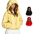 thumbnail image 1 of Unir Loose Fit Zip Up Windbreaker Jacket for Women, Hooded Drawstring, Durable Nylon Casual Outerwear with Lantern Sleeves, 1 Piece, XS-L, 1 of 4
