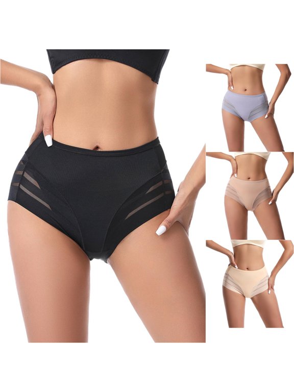 Mid Rise Side Striped Sheer Mesh Briefs, High Stretch Breathable Nylon Summer Women Underwear, Invisible Layering Plus Size Panties, 1 Piece, S-M-L-XL-XXL Plus Size Friendly