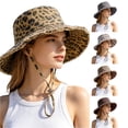 thumbnail image 1 of Unir Outdoor Hiking Leopard Print Bucket Hat for Women, Wide Brim with Windproof Chin Strap, UV Protection Sun Hat, 1 Piece, One Size, 1 of 5