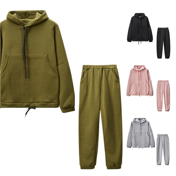 Unir Pant Suits For Women, Hooded 2‑Piece Loungewear Set, Drawstring Hoodie And Jogger Pants Outfit, Everyday Fall Tracksuit Ensemble, S‑XL