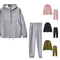 thumbnail image 1 of Unir Pant Suits For Women, Hooded 2‑Piece Loungewear Set, Drawstring Hoodie And Jogger Pants Outfit, Everyday Fall Tracksuit Ensemble, S‑XL, 1 of 3