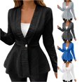 thumbnail image 1 of Unir Relaxed Cable Jacquard V Neck Single Button Peplum Long Sleeve Knit Jacket Light Spring Fall Casual Layering Outer Coat 1PC S-XXL Plus Size Friendly, 1 of 4