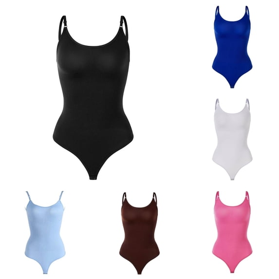 Unir Seamless Tummy Control Shapewear Bodysuit, Adjustable Spaghetti Strap Lifting Thong Shaper, Stretch Polyamide Full Body Shaping Jumpsuit, 1 Piece, XS-S-M-L-XL-XXL-3XL Plus Size Friendly