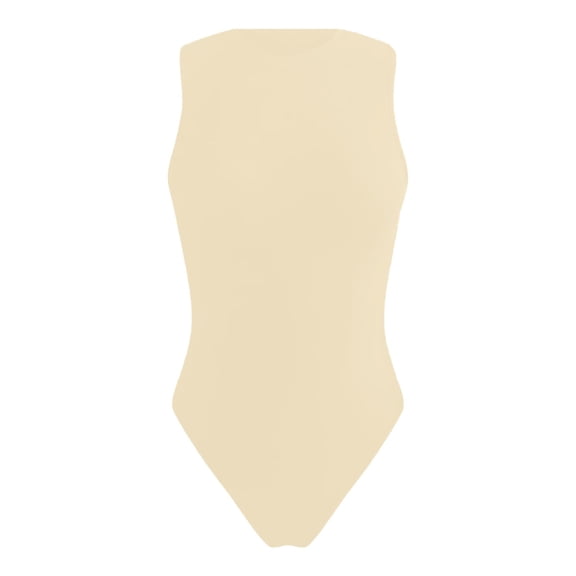 Unir Sleeveless Neck Tummy Control Bodysuit, Wide Strap High Cut Shapewear, Soft Polyester Milk Silk Body Shaping Jumpsuit, 1 Piece, S-M-L-XL