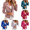 thumbnail image 1 of Unir Slim Fit Suede Biker Jacket for Women, Zip Up Button Detail, Casual Everyday Fall Winter Outerwear, 1 Piece, S-XXL, Plus Size Friendly, 1 of 5