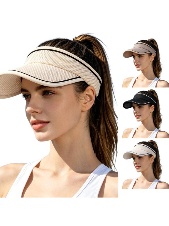 Sports Sun Visor Hat for Men Women, Breathable Mesh Wide Brim, UV Protection Running Cycling Hat, 1 Piece, One Size